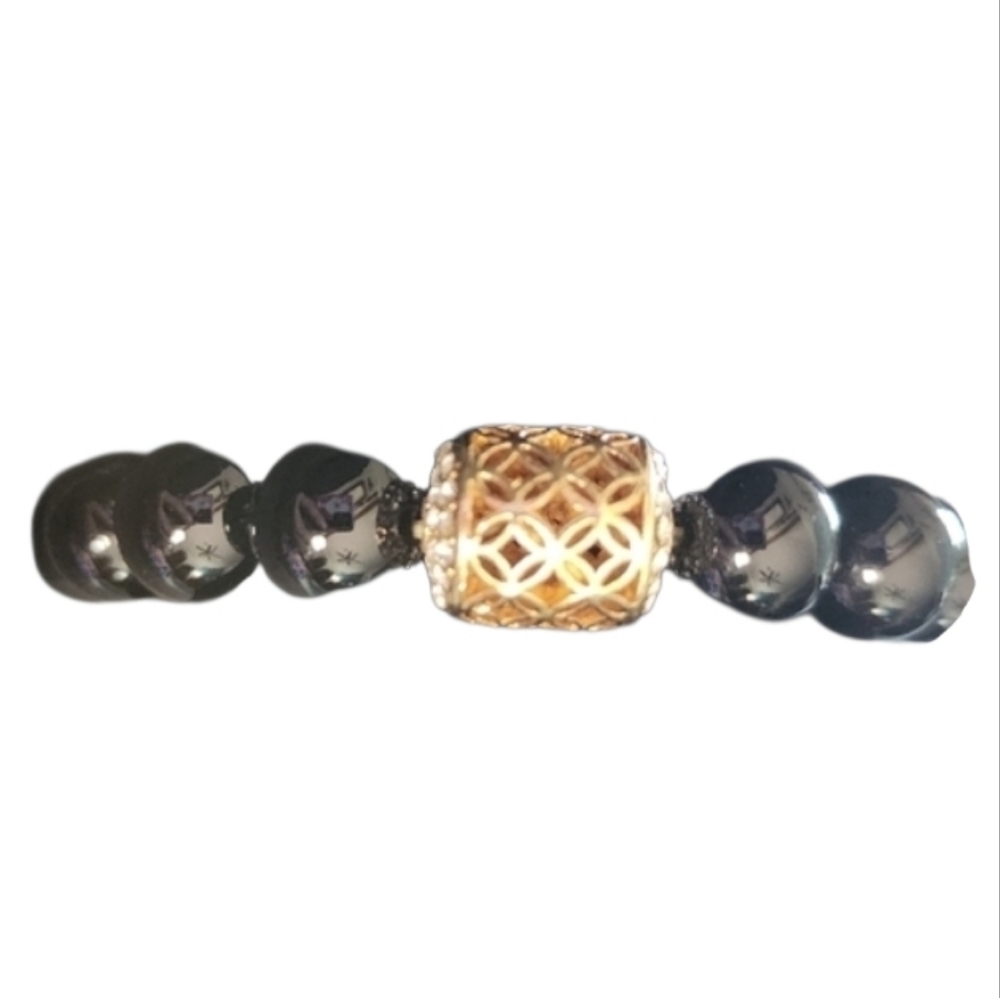 Black Gold Glass Beaded Bracelet